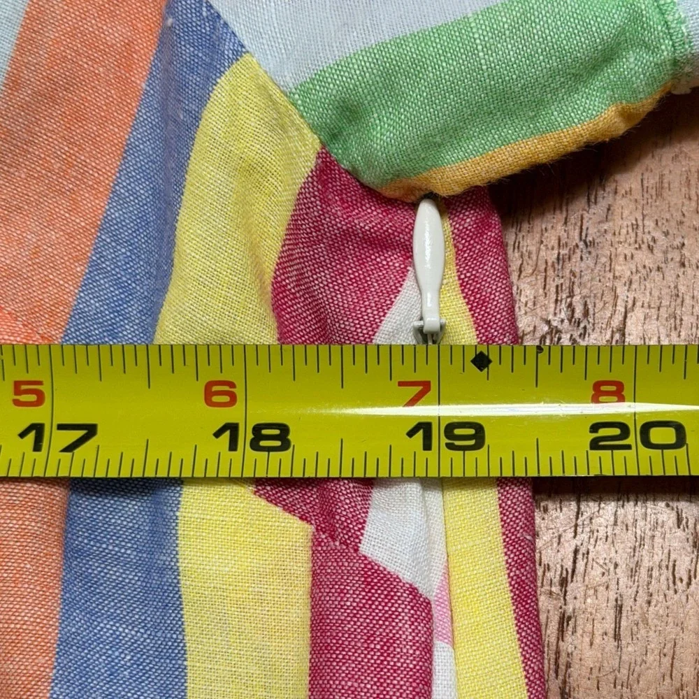 J Crew Womens Multicolor Cotton Linen Striped Rainbow Shirt Dress Medium Coastal